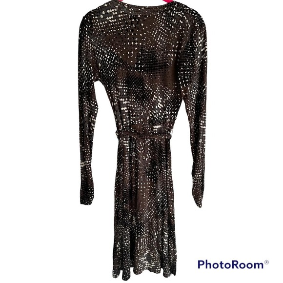 CABI Brown Dappled‎ Dots Ladies Surplice Career Dress, S - Picture 3 of 7